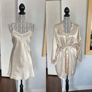 Vintage Lingerie Y2K Matching Chemise Slip Dress and Kimono Robe Set. Small.